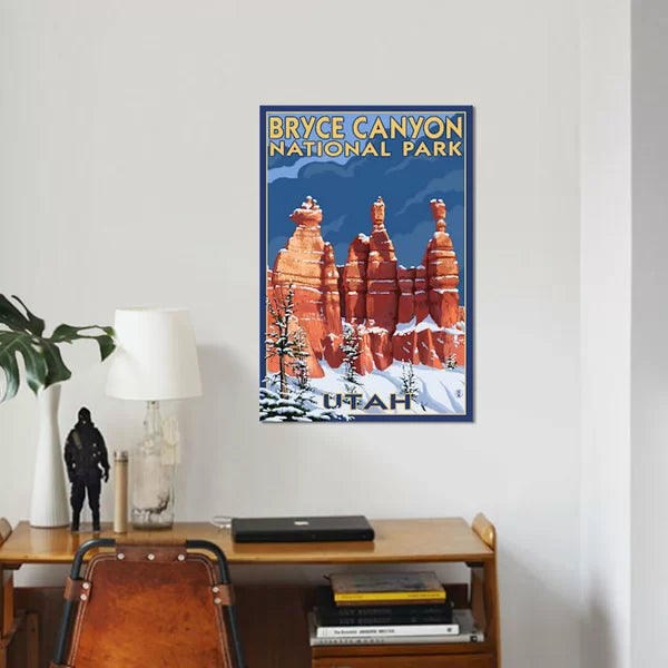 40" H x 26" W x 1.5" D Bryce Canyon National Park (Three Hoodoos In Winter) by Lantern Press - Wrapped Canvas Gallery-Wrapped Canvas Giclée