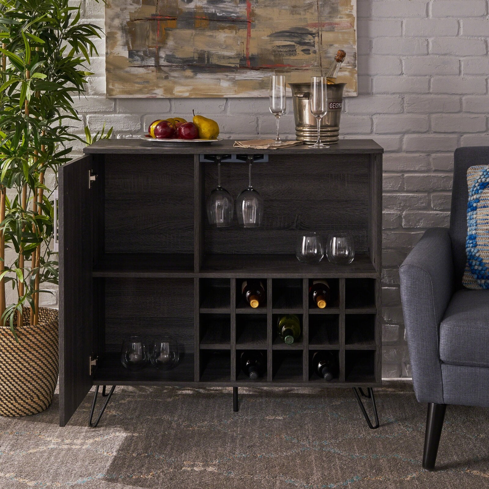 Buena vista mid century wine and shop bar cabinet