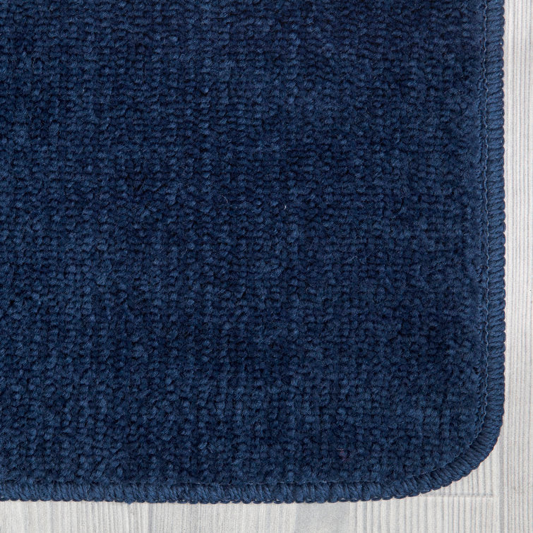 0.22" H x 26" W x 72" L Navy Blue Bundinie Hill Rectangular Polypropylene Non-Slip Solid Bath Rug