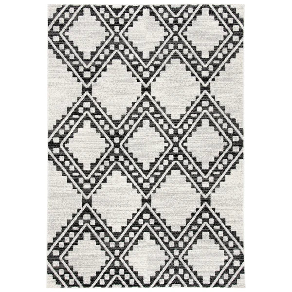 Burch Geometric Area Rug in Ivory/Black 9 x 12