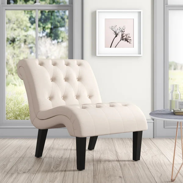 Burchfield 27.2'' Wide Tufted Linen Slipper Chair