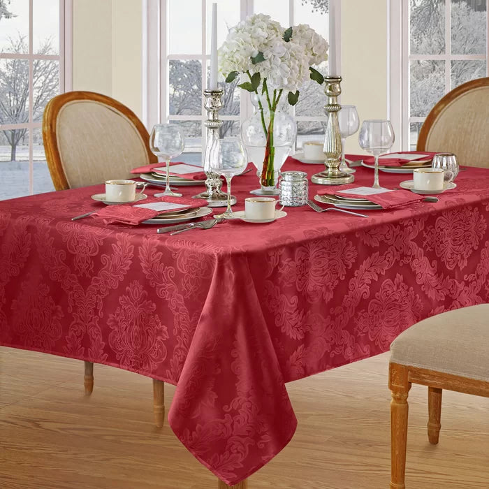 84" L x 60" W Oblong Red Burchfield Floral Tablecloth