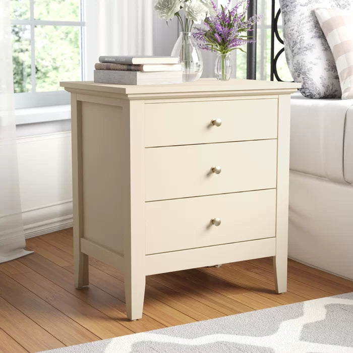 Beige Burchinal Solid + Manufactured Wood Nightstand