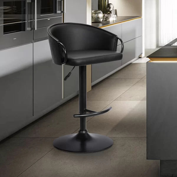 Black Burdett Swivel Adjustable Height Bar Stool