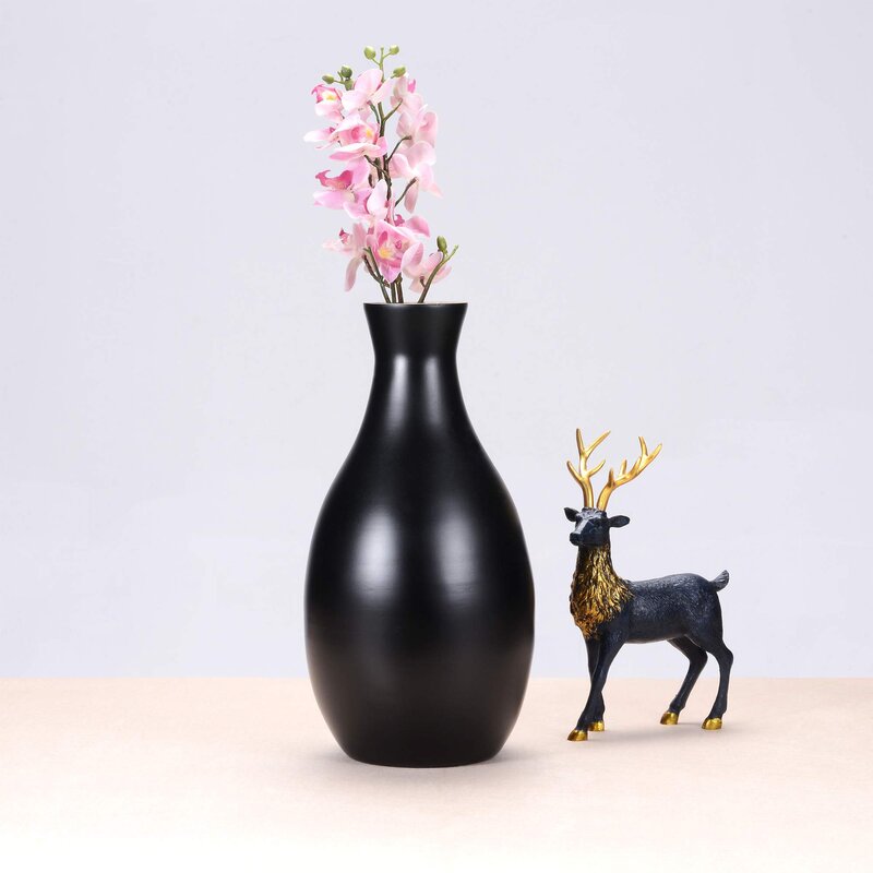 Black Burgoyne 16'' Wood Table Vase HAB291