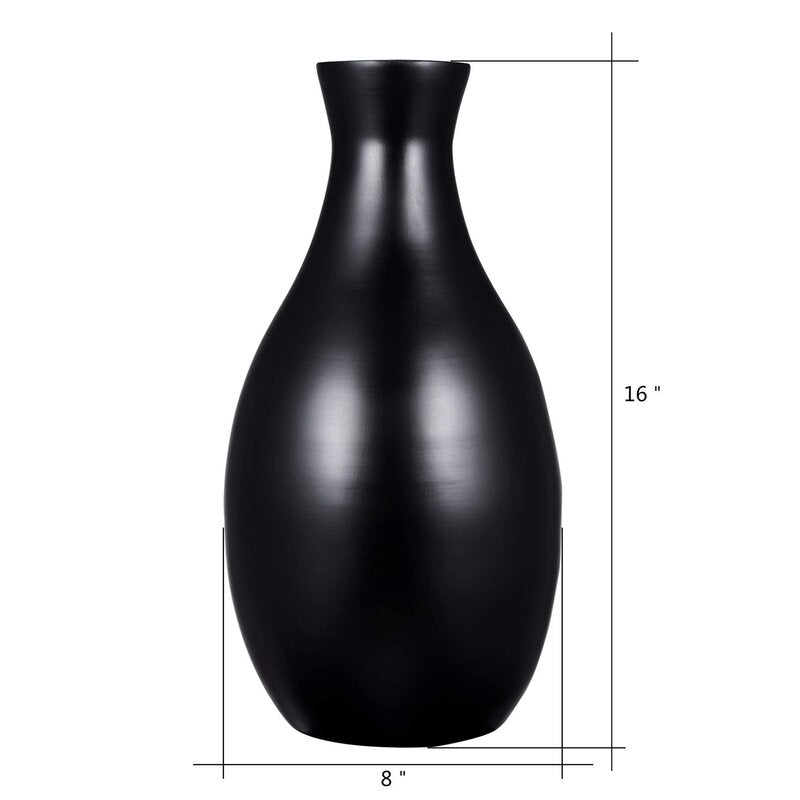 Black Burgoyne 16'' Wood Table Vase HAB291