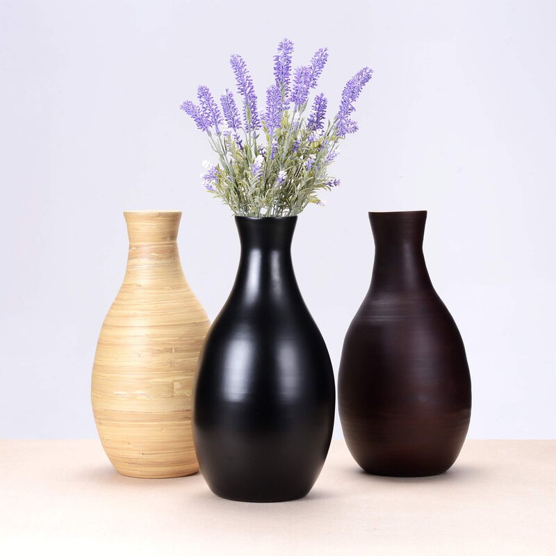 Black Burgoyne 16'' Wood Table Vase HAB291
