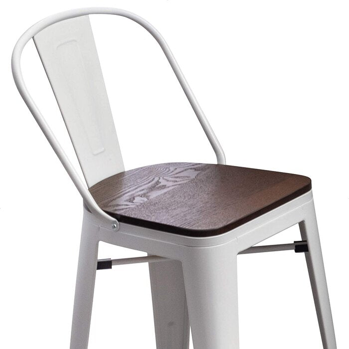 White Burney Bar Stool (30” Seat Height) (Set of 4)