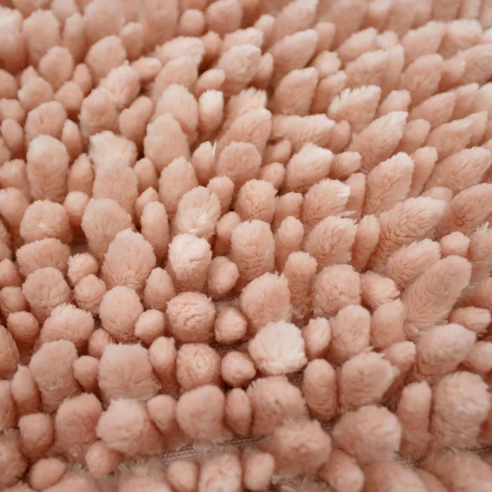 20" L x 34" W x 1.25" H Blush Butter Chenille Bath Rug