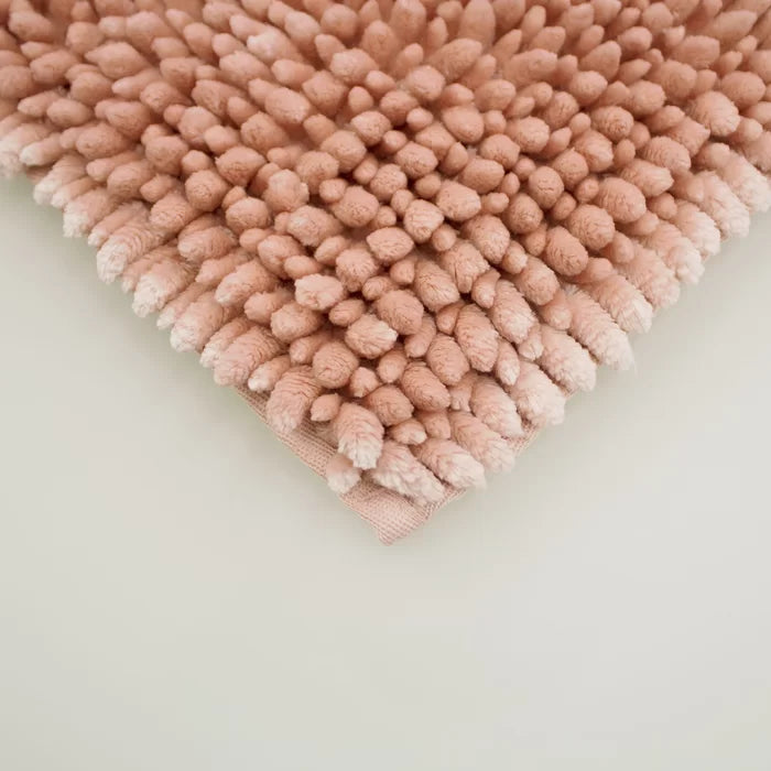 20" L x 34" W x 1.25" H Blush Butter Chenille Bath Rug
