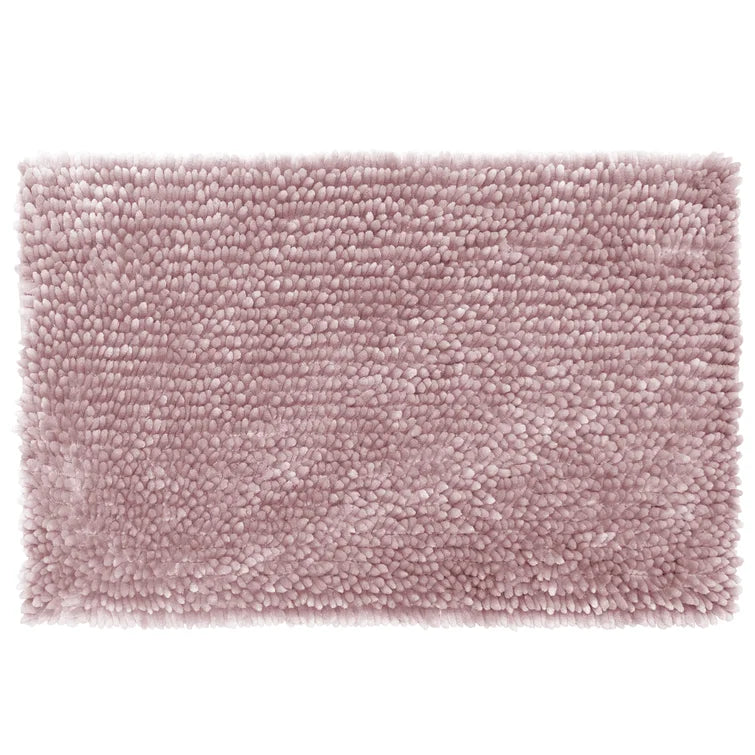 20" W x 34" L Dusty Blush Butter Chenille Rectangle Non-Slip Bath Rug (Set of 3)