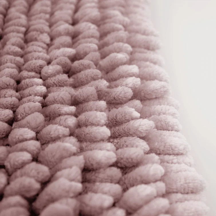 20" W x 34" L Dusty Blush Butter Chenille Rectangle Non-Slip Bath Rug (Set of 3)