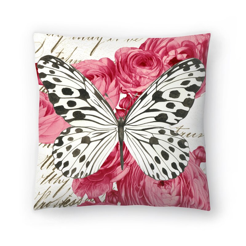 16" x 16" Butterfly Ranunculus Card Throw Pillow, B130-DS627