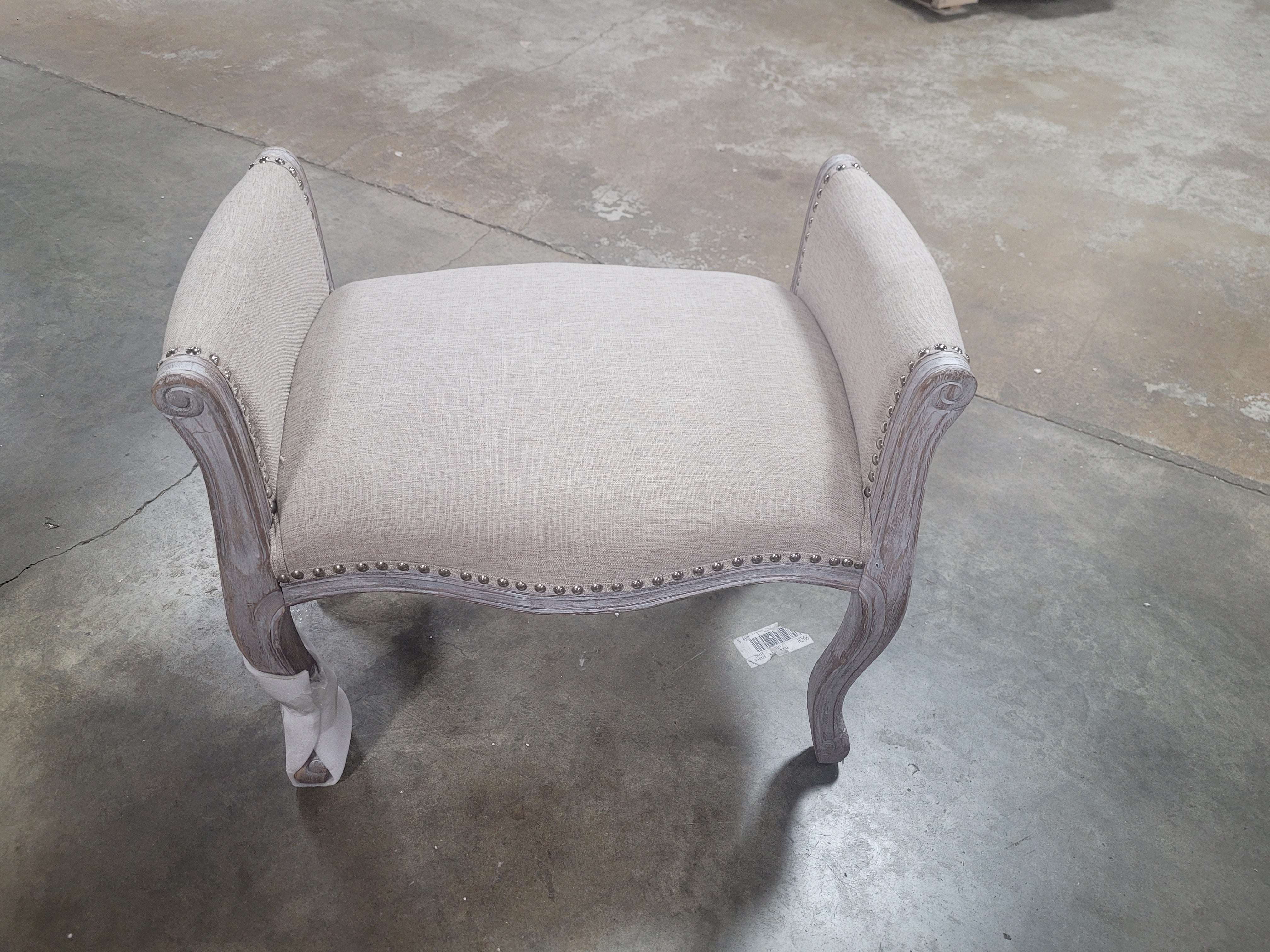 AVAIL VINTAGE FRENCH UPHOLSTERED FABRIC BENCH