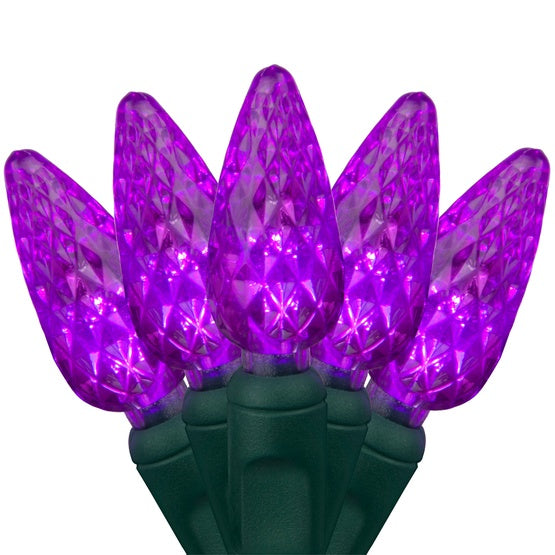 70 C6 Purple LED String Lights, 4" Spacing B4-CR8028