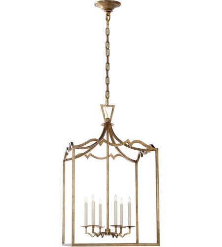 E.F. Chapman Darlana 6 Light 22" Foyer Pendant, Gilded Iron (#K1326)