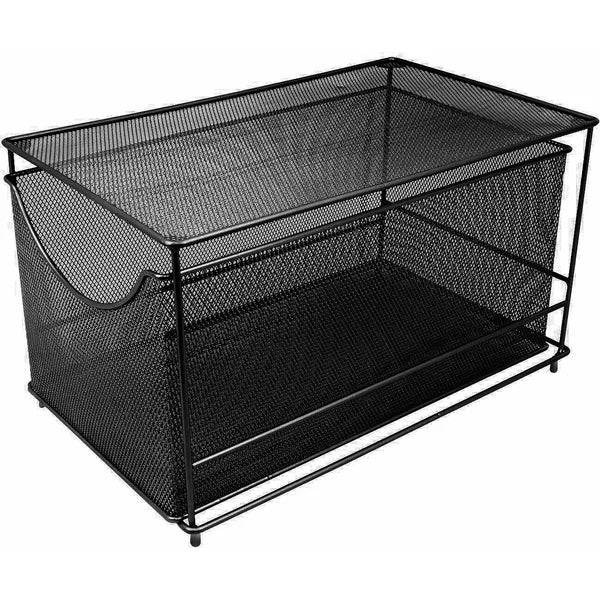 9" H x 9.62" W x 15.5" D Black Cabinet Organizer Drawer