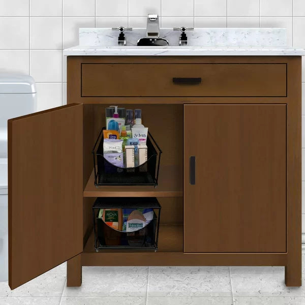 9" H x 9.62" W x 15.5" D Black Cabinet Organizer Drawer