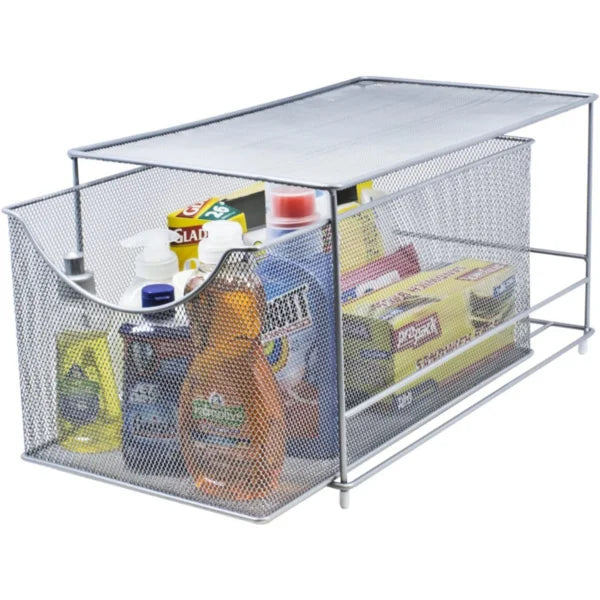 9" H x 9.62" W x 15.5" D Silver Cabinet Organizer Drawer