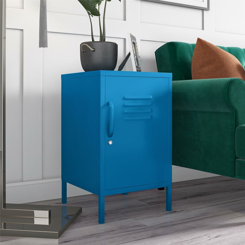 Blue Cache 27.17'' Tall Steel End Table