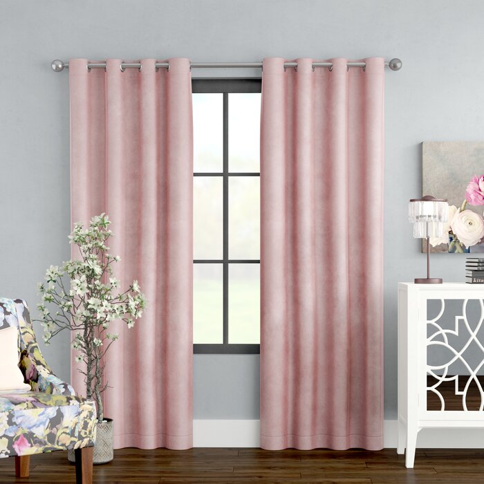 54"L x 63"W Cambra Velvet Semi-Sheer Curtain Pair (Set of 2)