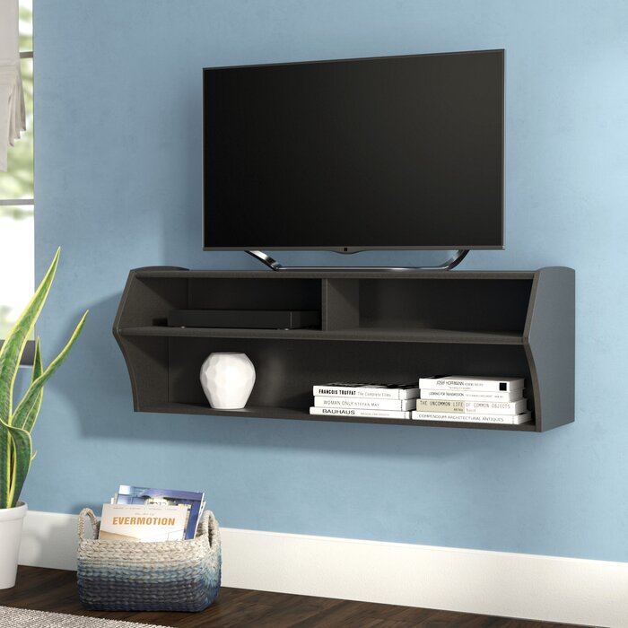 Black laminate Capirano Floating TV Stand for TVs up to 55" LX4422