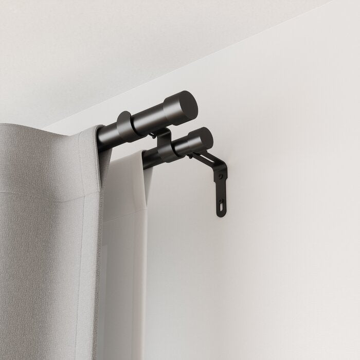 66" - 120" Burnished Black Cappa Drapery Solutions Double Curtain Rod