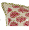 Artisan Hand Loomed Cotton Square Pillow Cover - Red with Green Stitching - 24