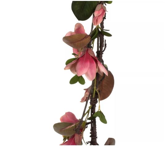 Vickerman 6' Artificial Dark Pink Magnolia Garland K7660