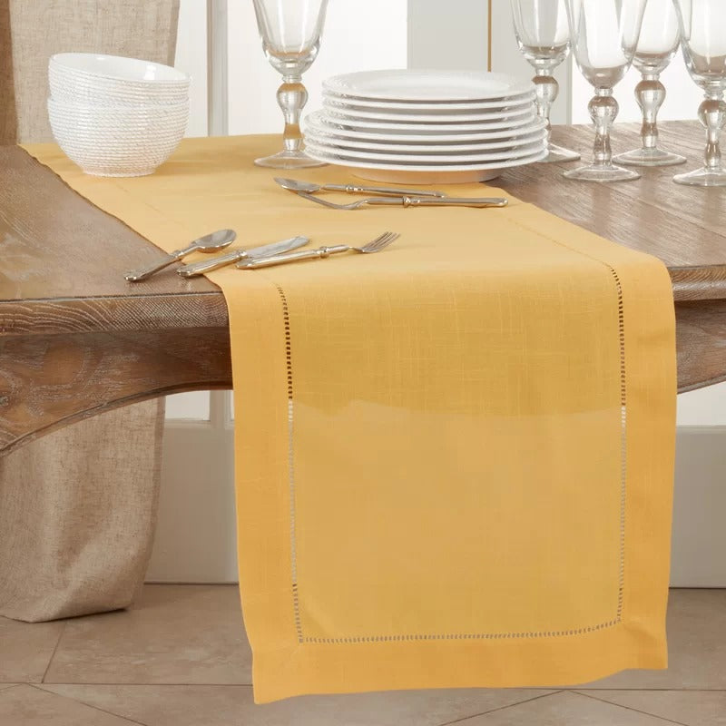 90" x 16" Mustard Cargile Solid Color Table Runner SC846