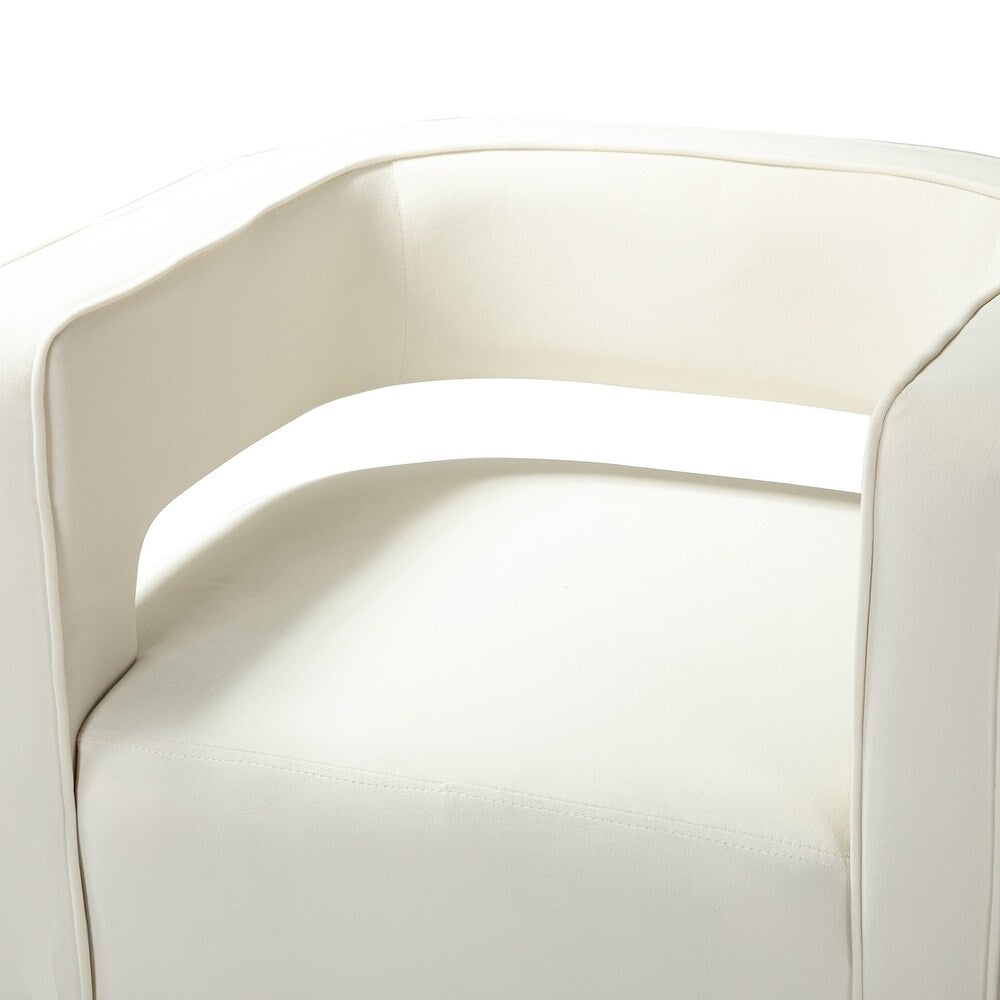 Carisa Upholstered Swiveling Open-back Barrel Chair - IVORY