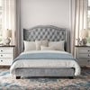 Silver Gray Carlie Tufted Upholstered Low Profile Standard Bed, Queen