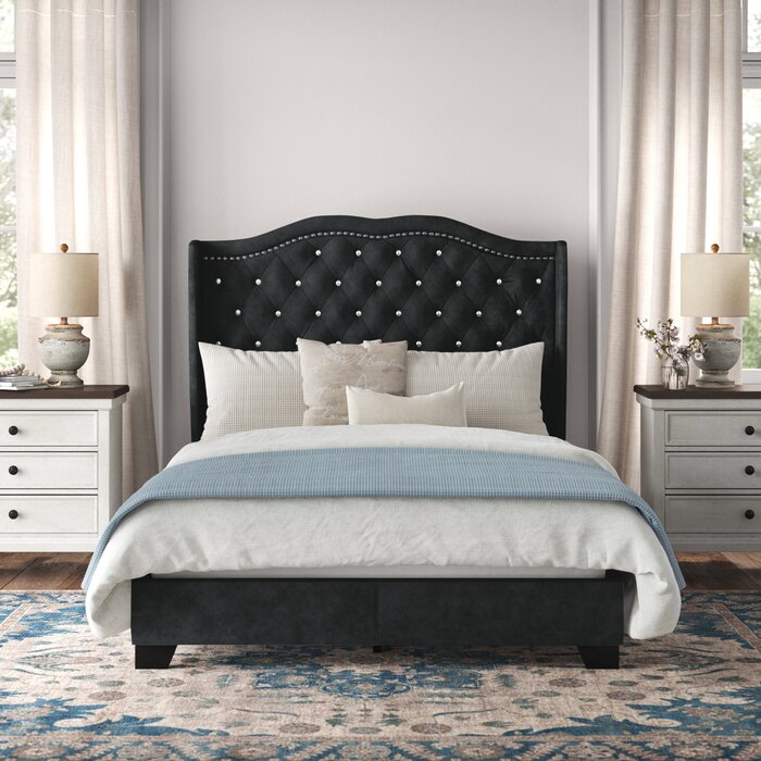 Black Carlie Upholstered Bed, King (Headboard Only)