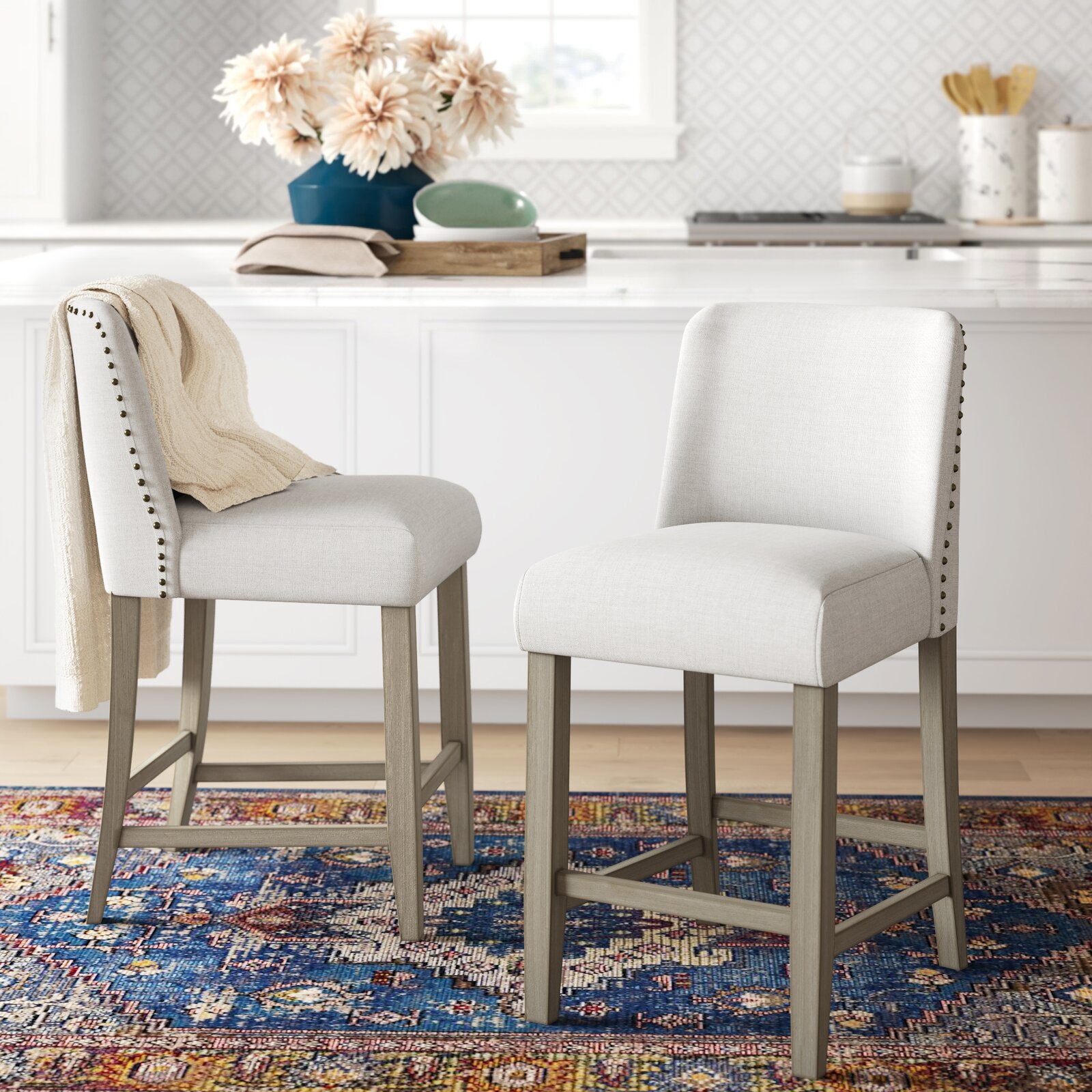 Beige Carlo Counter Stool  (Set of 2)