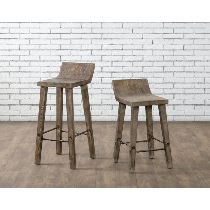 Rustic Brown Carlson Solid Wood Bar Stool (30" Seat Height)