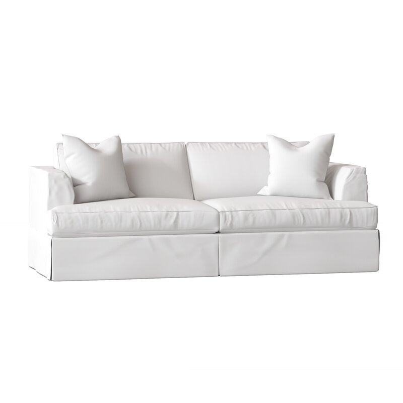 Carly 93 Recessed Arm Slipcovered Sofa Bed CA264 Salvage Co Indy