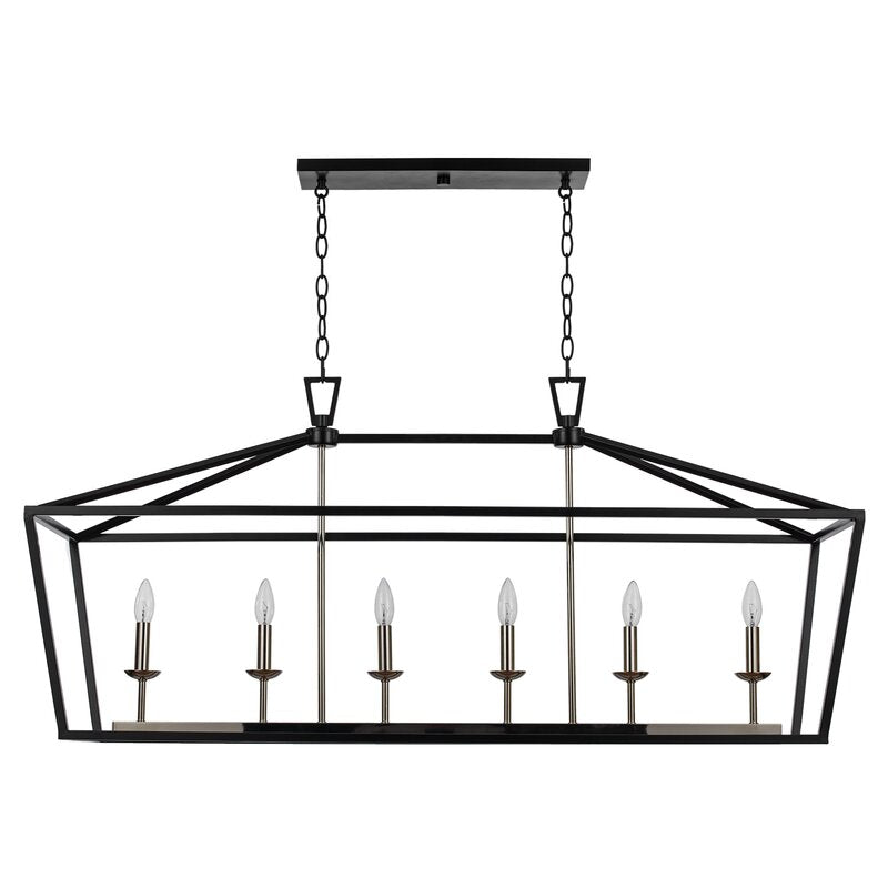 Polished Chrome Black Carmen 6 Light Kitchen Island Linear