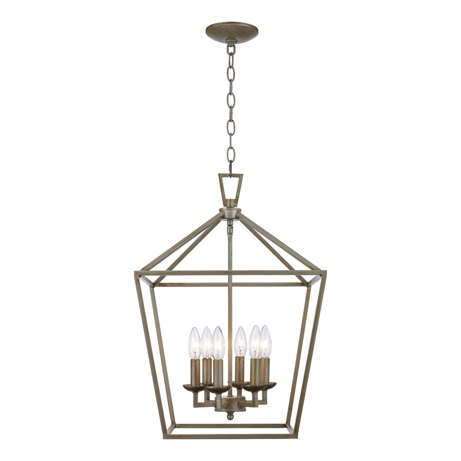 22.5" H x 16" W x 16" D Antique Silver Leaf Carmen 6 - Light Lantern Geometric Chandelier K6861