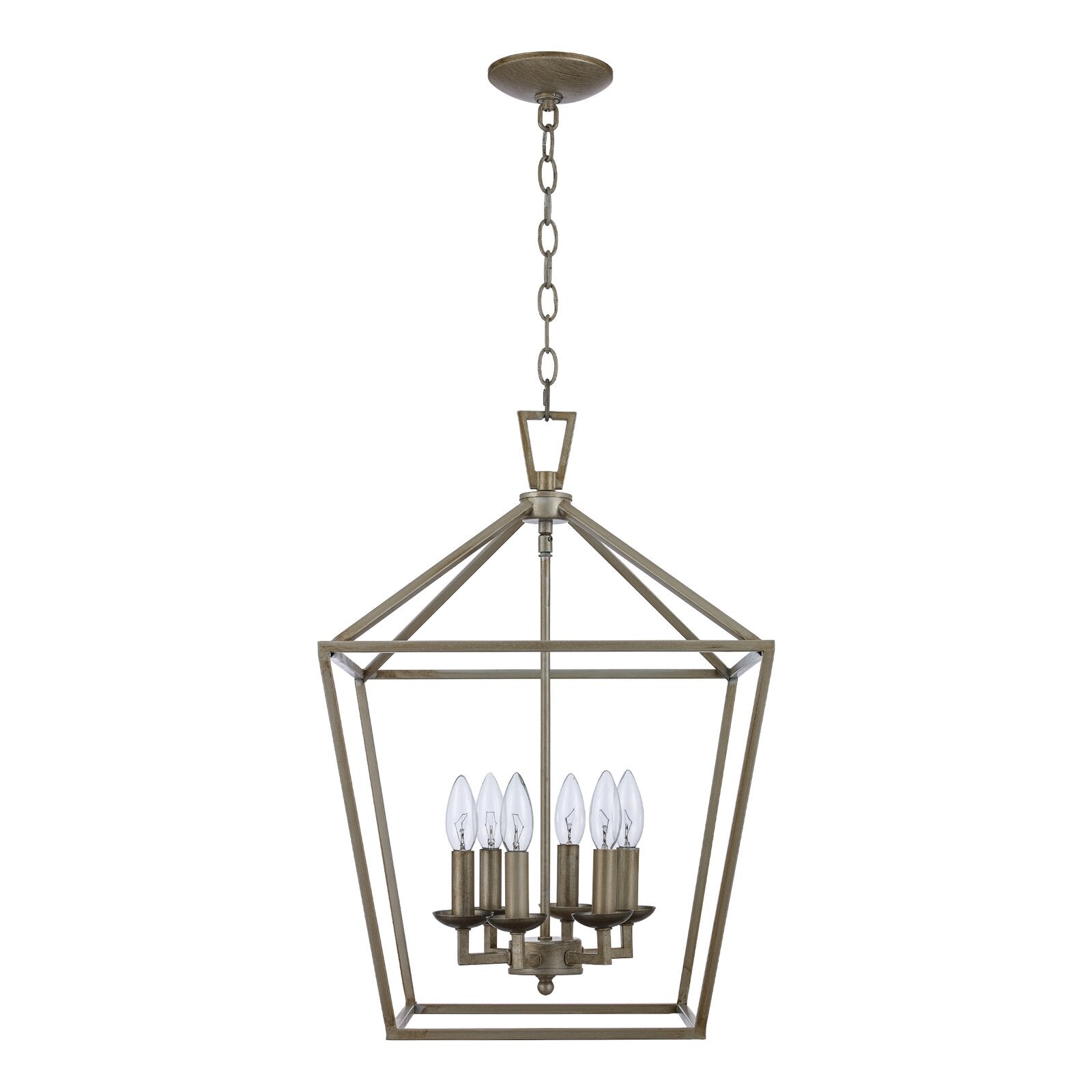 22.5" H x 16" W x 16" D Antique Silver Leaf Carmen 6 - Light Lantern Geometric Chandelier K6861