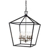 Carmen 6 - Light Lantern Geometric Chandelier, Black/Polished Chrome #HA180