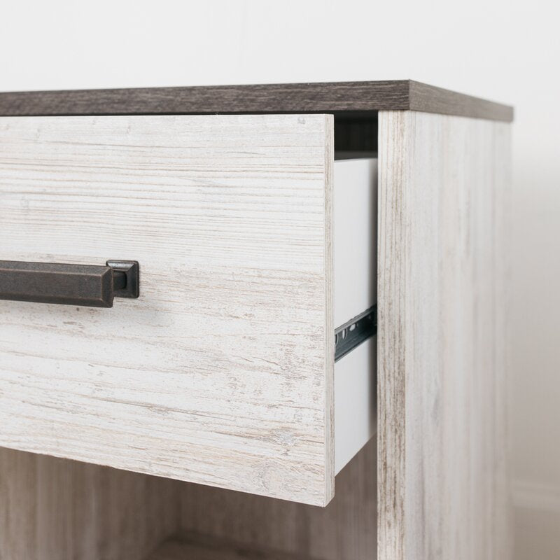 Carnforth 22.09'' Tall 1 - Drawer Nightstand in Whitewash/Rustic Gray