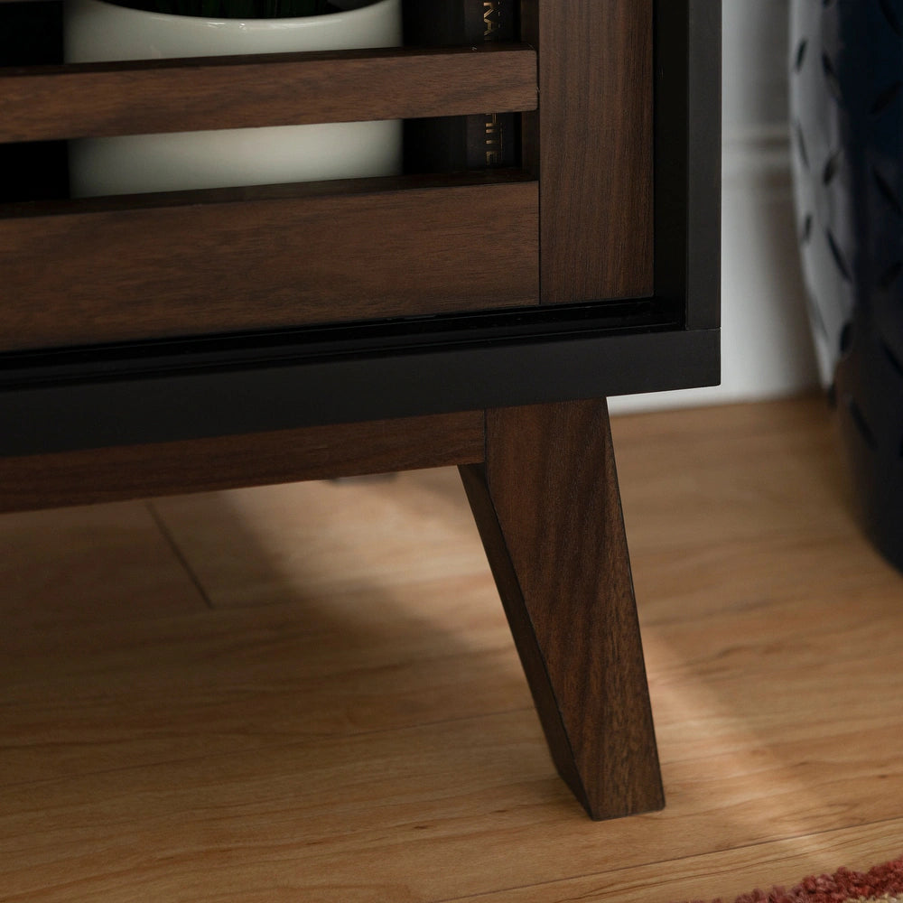 Middlebrook Saltor 36-inch Slat Door Cabinet - Black / Dark Walnut