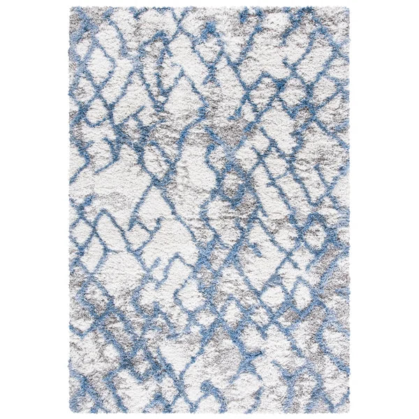 Castiglione Abstract Area Rug in Ivory/Blue rectangle 3'x5'