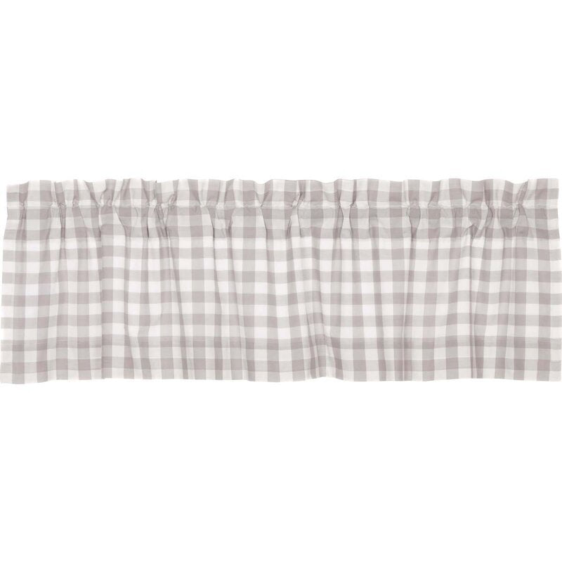 60x16 ash gray Caulder Plaid Cotton Tailored Window Valance SS369