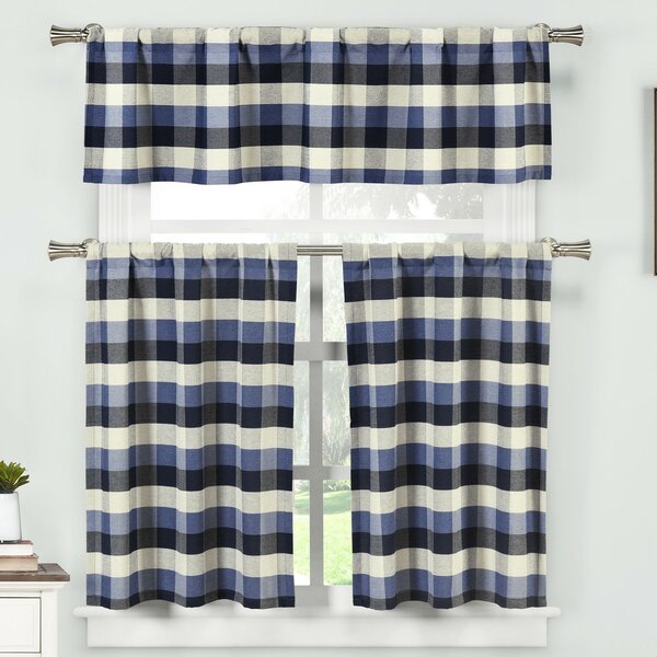 Blue Cedric 3 Piece Kitchen Curtain b123-ACS175