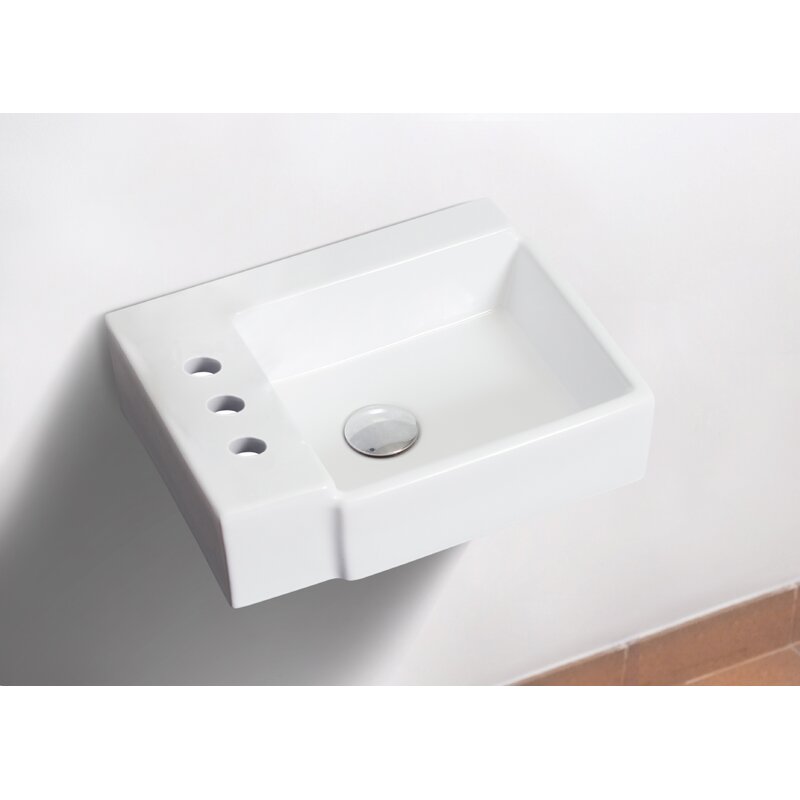 Ceramic 17" Wall Mount Bathroom Sink