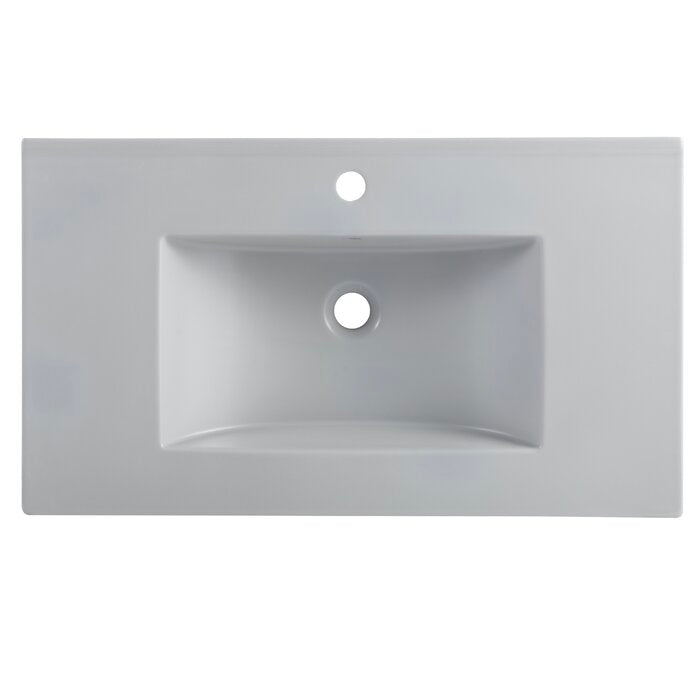 Ceramic Single Bathroom Vanity Top With Sink, 31.9in x 18.3in