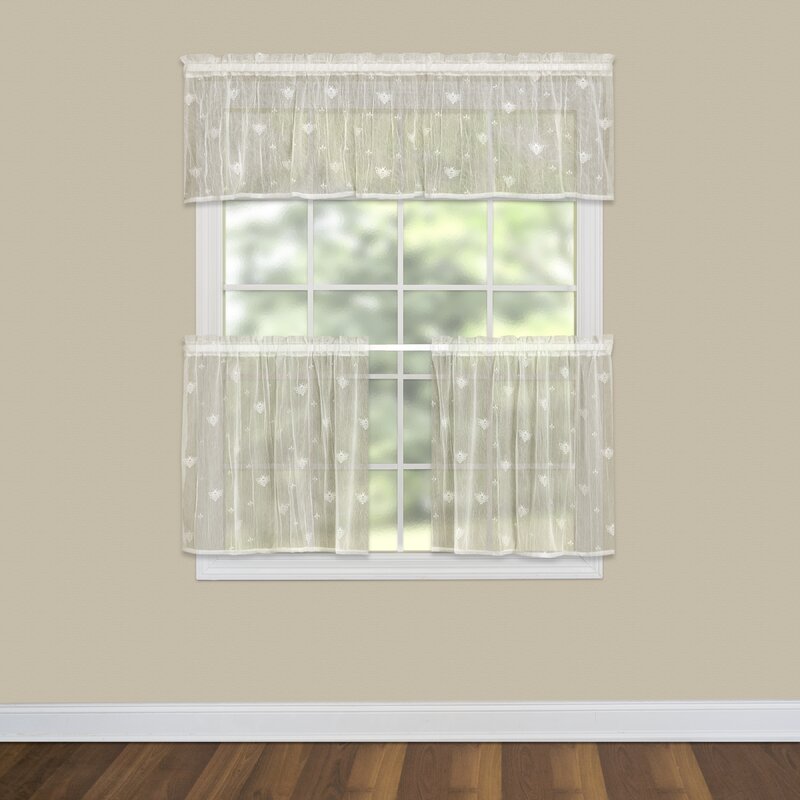 36" H x 45" W x 1" D Ecru Cerridale Tailored 45'' Cafe Curtain LC512