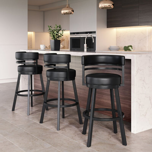 Set of 2 Chamisa Swivel Counter Stools Black Black K1064 2