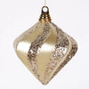 Champagne Gold Pearl and Glitter Candy Swirl Diamond Shaped Christmas Ornament 7.25